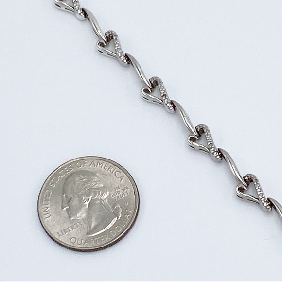 Vintage Heng Ngai Sterling Silver Genuine Diamonds Hearts Link Bracelet - Picture 5 of 10